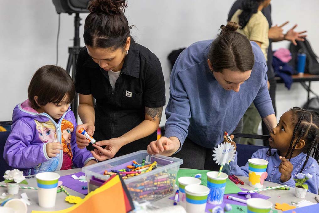 Crafts activities with glue stick and crayons